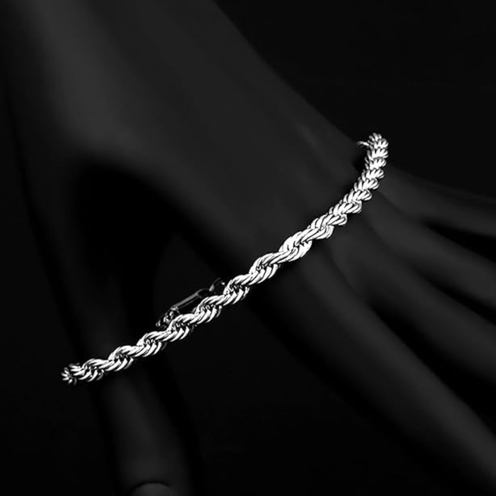 Sterling Silver 4mm Rope Bracelet - Picture 3 of 3